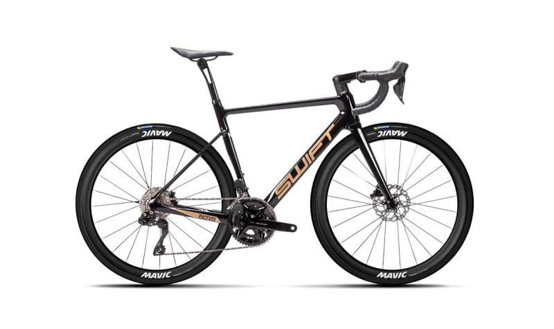 BICICLETA CARBON RACEVOX COMP DISC 2025 PRETO/DOURADO